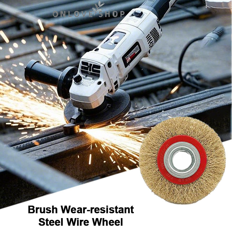 Mesin gunakan roda kawat baja datar karat pelepasan baja kuas kuas roda kawat baja tahan-ONLOVE