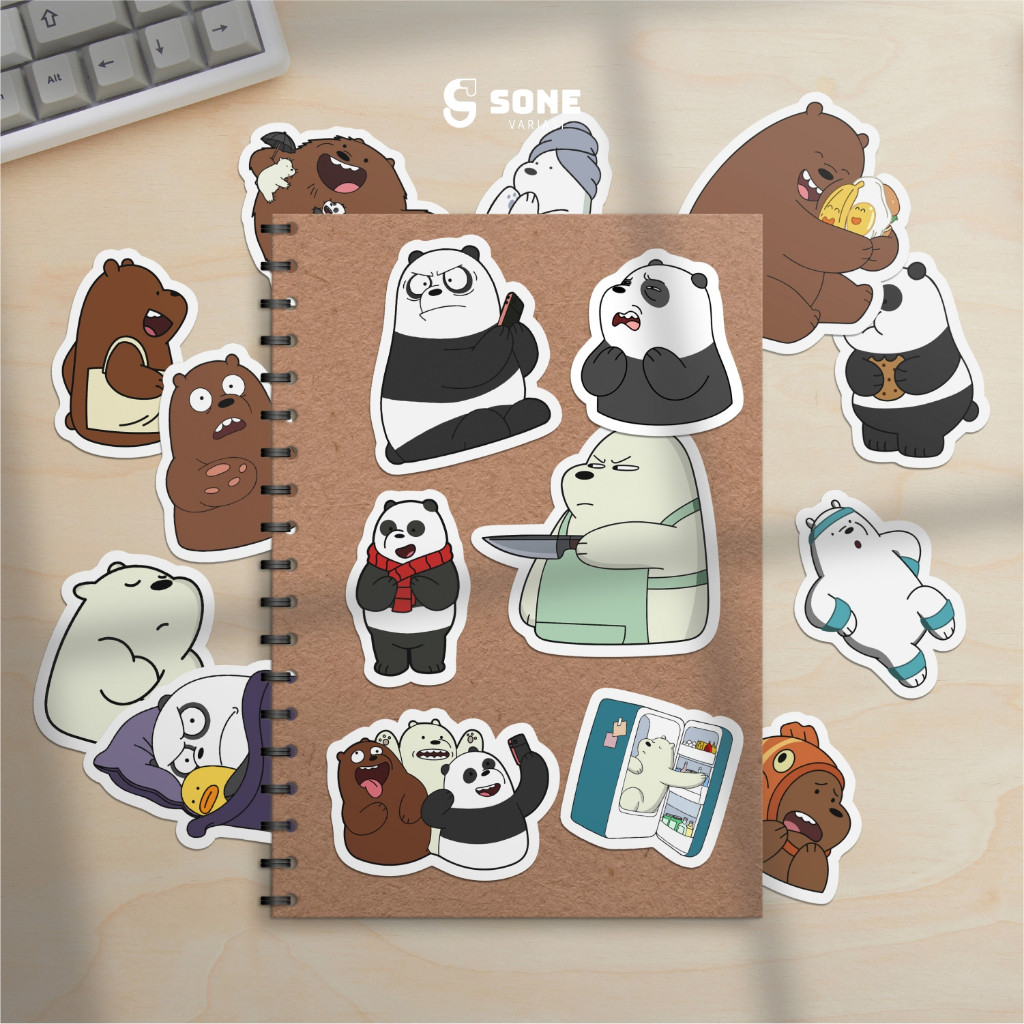 

Stiker Pack Kartun We Bare Bears Vinyl Waterproof untuk Freebies Sticker Buku Journal Casing Phone