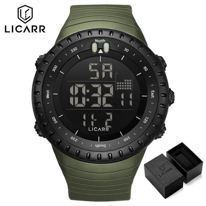 LICARR Jam Tangan Pria Fashion Digital Santai Dengan Tali Silikon Sporty Anti Air Jam Tangan Origina