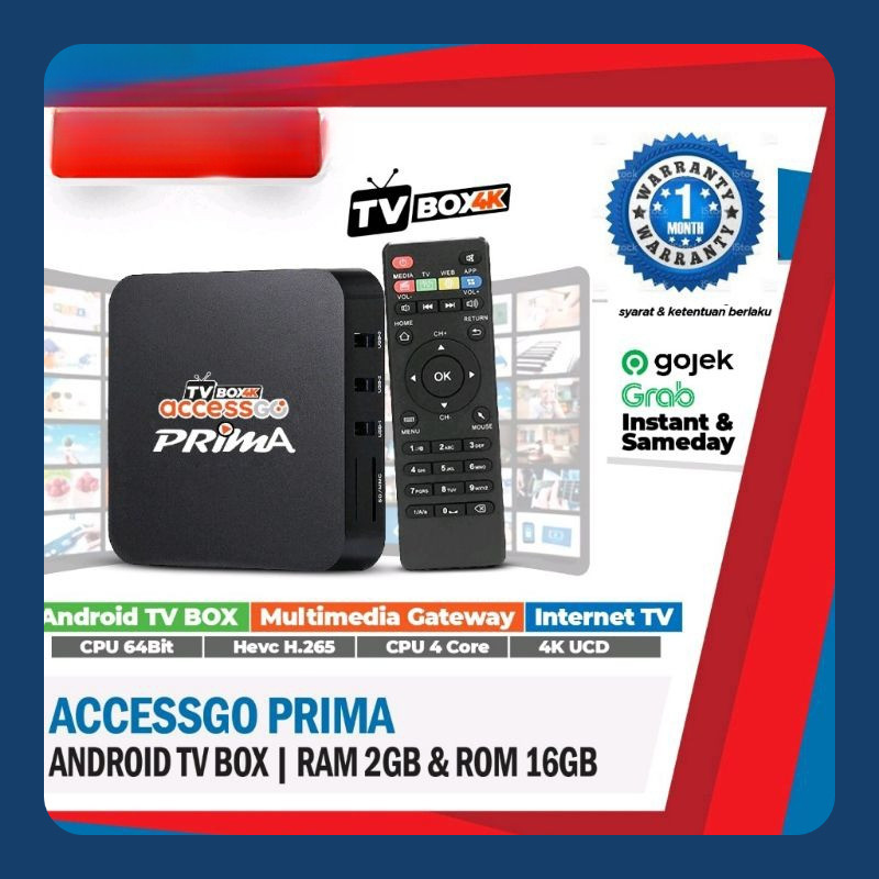 Android TV Box 4K ACCESSGO SmartTV RAM 2GB/16GB PRIMA