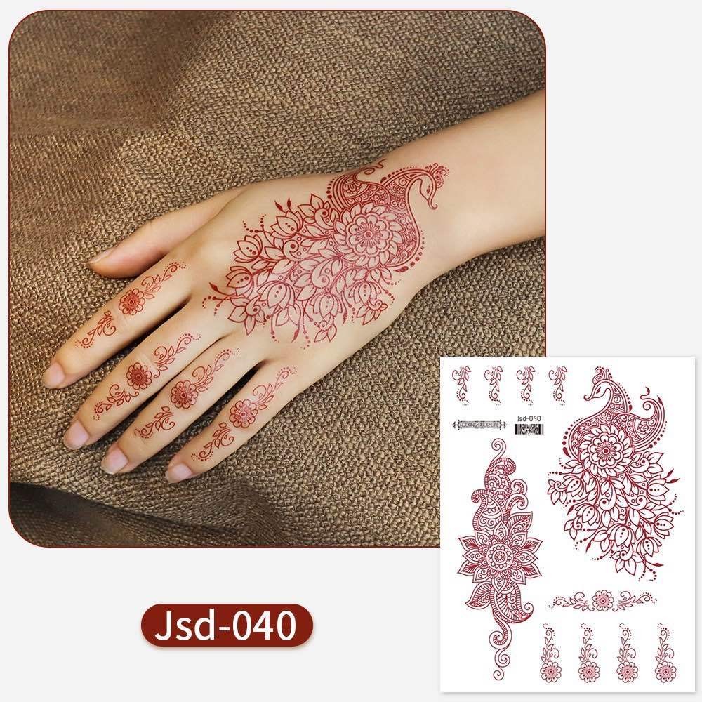 Stiker tato henna merah tato pengantin lengan seksi buat pesta dan pernikahan