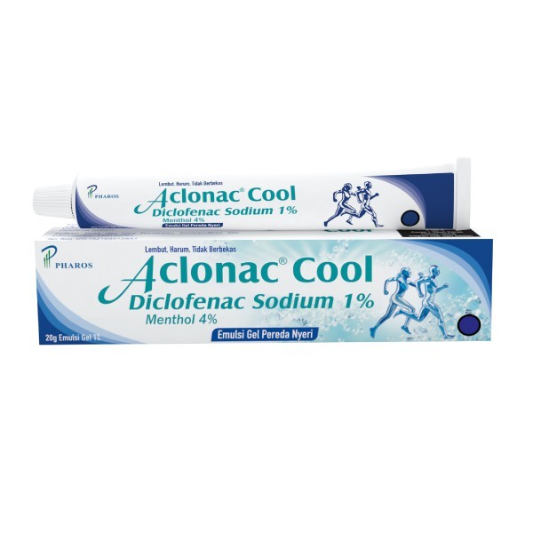 Aclonac Cool - Emulsi Gel Pereda Nyeri 20 g / Diclofenac Diethylamine / Diclofenac Sodium