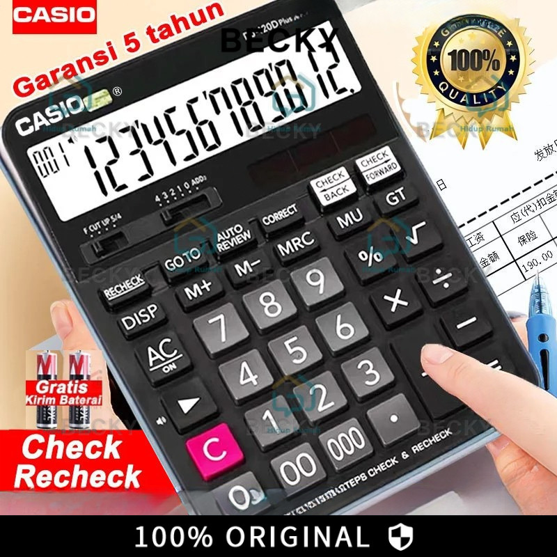

BECKY Kalkulator Casio M J 120D PLUS CHECK CORRECT Kalkulator Meja Check Correct 100% asli