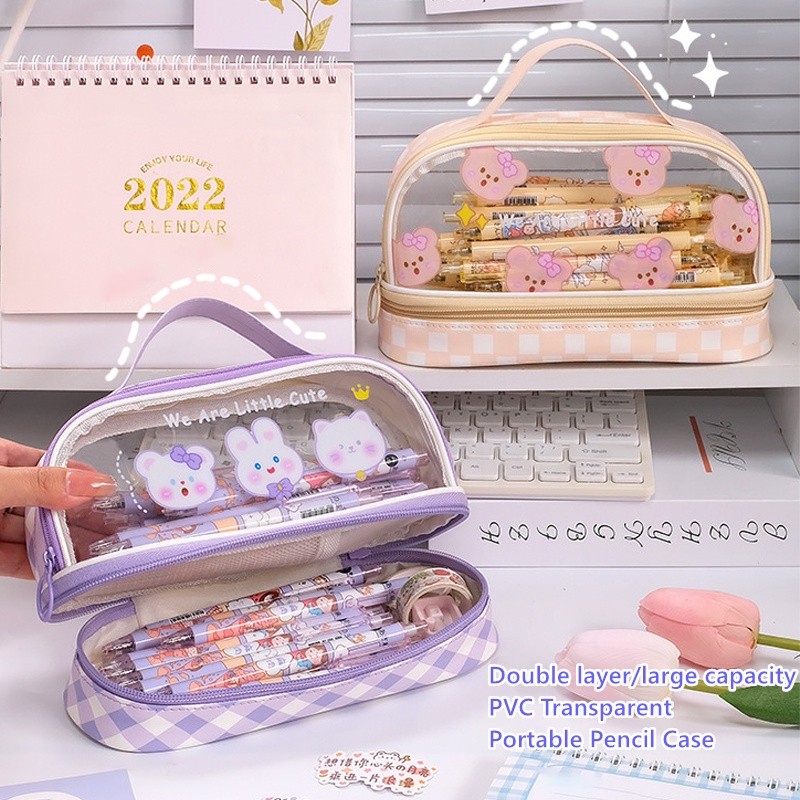 

Kartun Baru Kapasitas Pen Bag Storage Bag untuk mahasiswa SMA Junior Portable Cute Simple Stationery Box