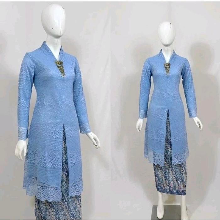Setelan Kebaya Tunik Brukat Kurung Busui Kebaya Tunik Brokat Kancing Depan Kebaya Tunik Malika  Keba