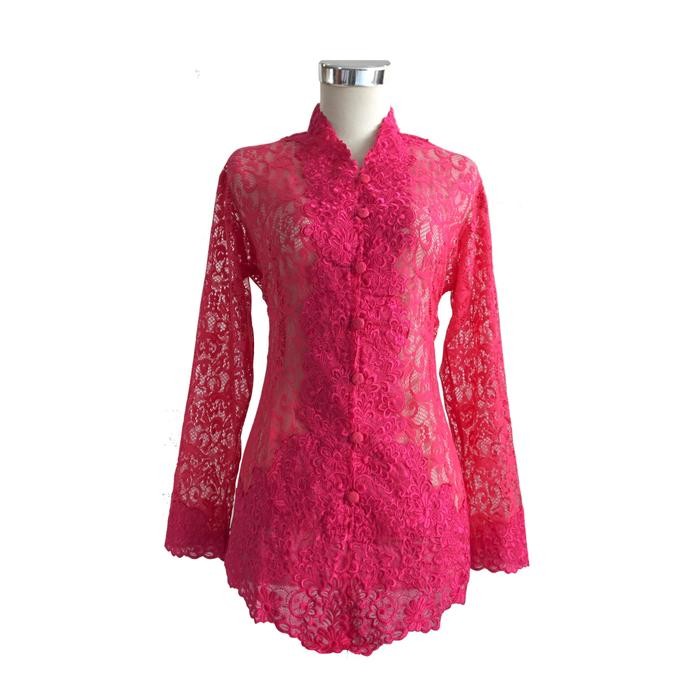 Kebaya Brokat Fanta Panjang Bordir 815 - pink fanta, XL