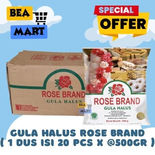 

[ INSTANT ONLY ] Gula Halus Rose Brand 1 Dus Isi 20 Pcs x 500gr | Tepung Gula / Powdered Sugar RoseBrand 1 Karton 500 gram gr