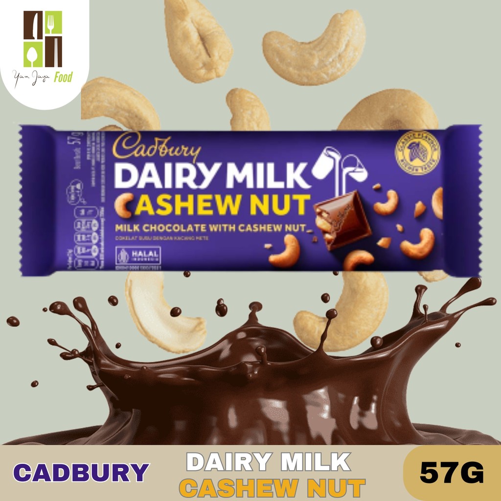 

Cadbury Dairy Milk Cashew Nut 57g / Coklat Susu / Chocolate / Import Australia / Milk Chocolate Cashew 57g