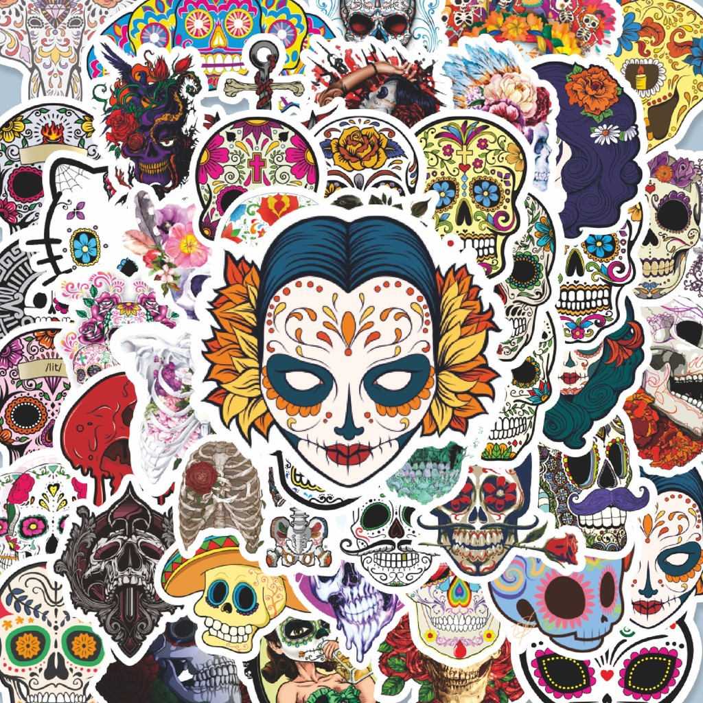 

100PCS Lucu Stiker Tema Skull [Tengkorak] Stiker Aesthetic Stiker Anti Air Stikers Berperekat Waterproof sticker decal buat Motor Helm Buku Journal Koper Casing HP Laptop Botol Minum Hadiah anak