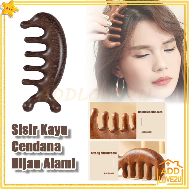 Sisir Kayu Cendana Hijau Alami/Sisir Meridian Pengikis Kepala dan Leher/Sisir sisir rambut kayu mult