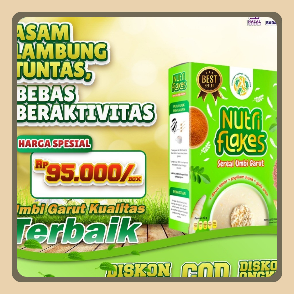 

NUTRIFLAKES Cereal - 1 Box Sereal Asam Lambung Herbal Ampuh atasi Maag, GERD dan Asam Lambung
