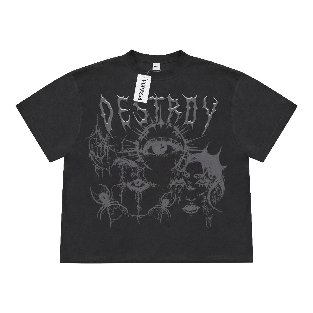 (COD) T-shirt Boxy Oversized Destroy Black Pria Dan Wanita