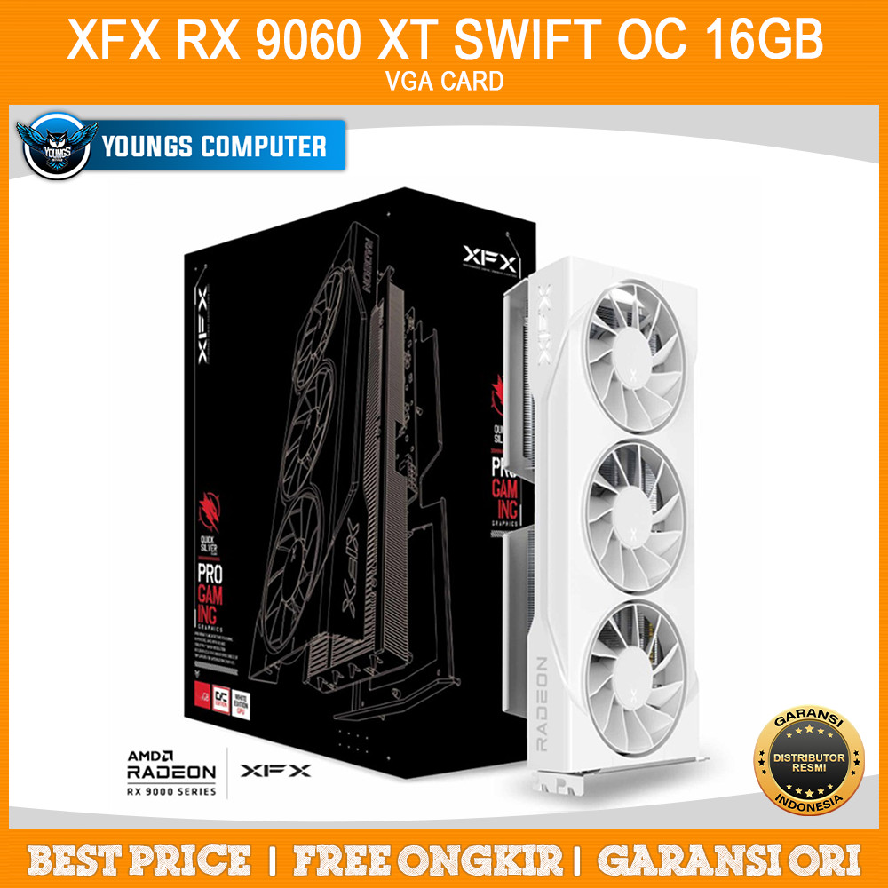 VGA XFX RX 9060 XT SWIFT OC WHITE 16GB 3 FAN