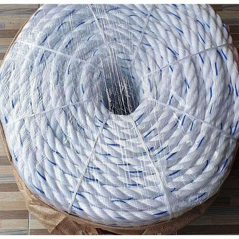 

tali tambang 6mm 8mm 10mm tambang PP putih bintik biru per meter