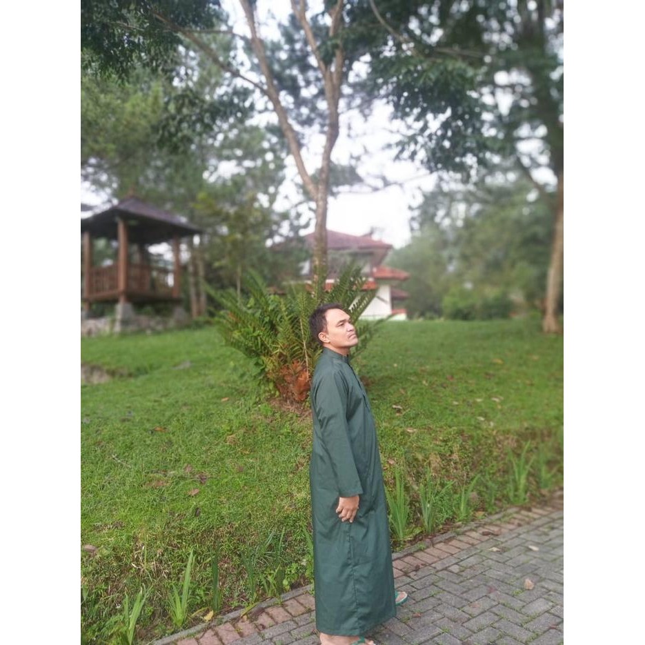 gamis jubah pria hijau army - XL