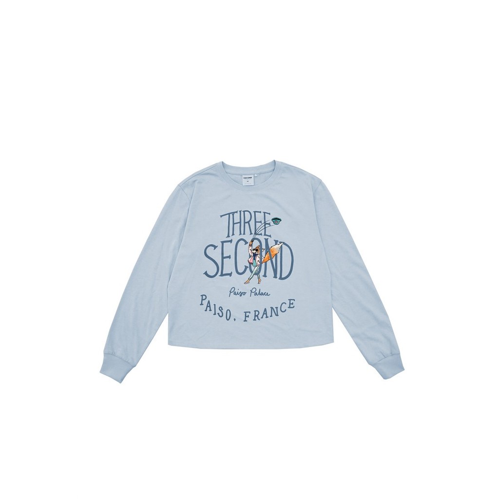 3Second Kaos Wanita Mid Crop Panjang Biru NO-1040423