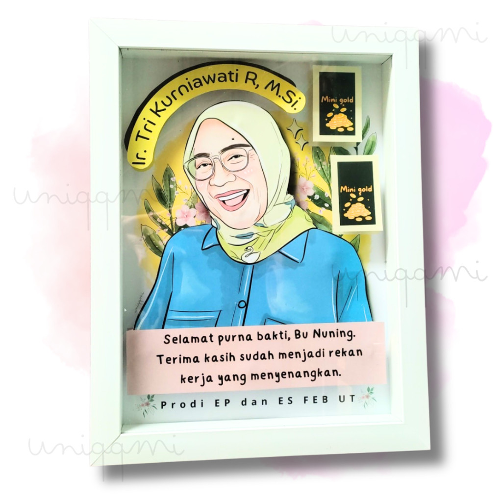 (1 HARI JADI) ILUSTRASI BINGKAI 3D/ A3/KARIKATUR 3D/LUKIS WAJAH/SESERAHAN