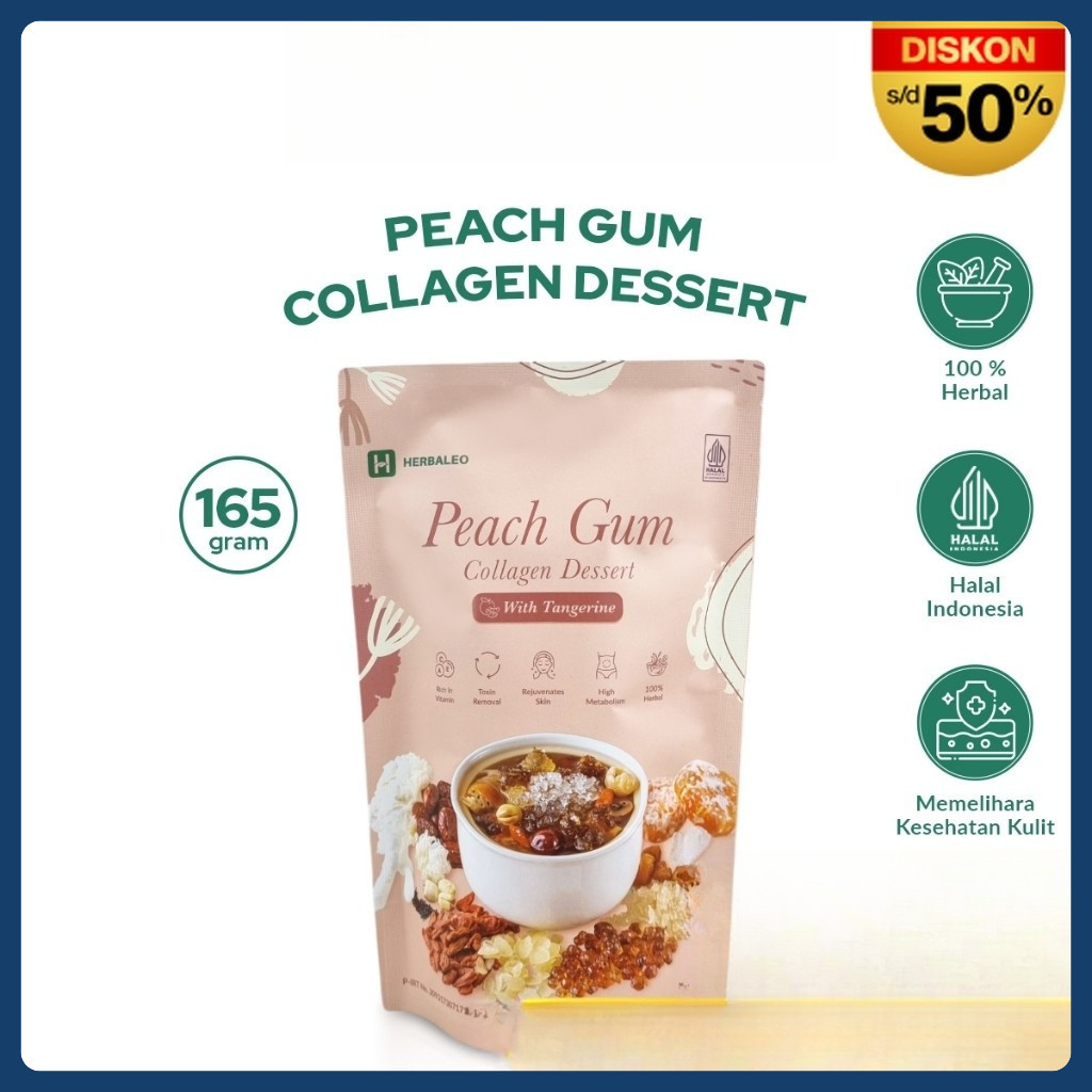

Herbaleo Collagen Dessert Peach Gum 165 GR with Tangerine Halal SP-013