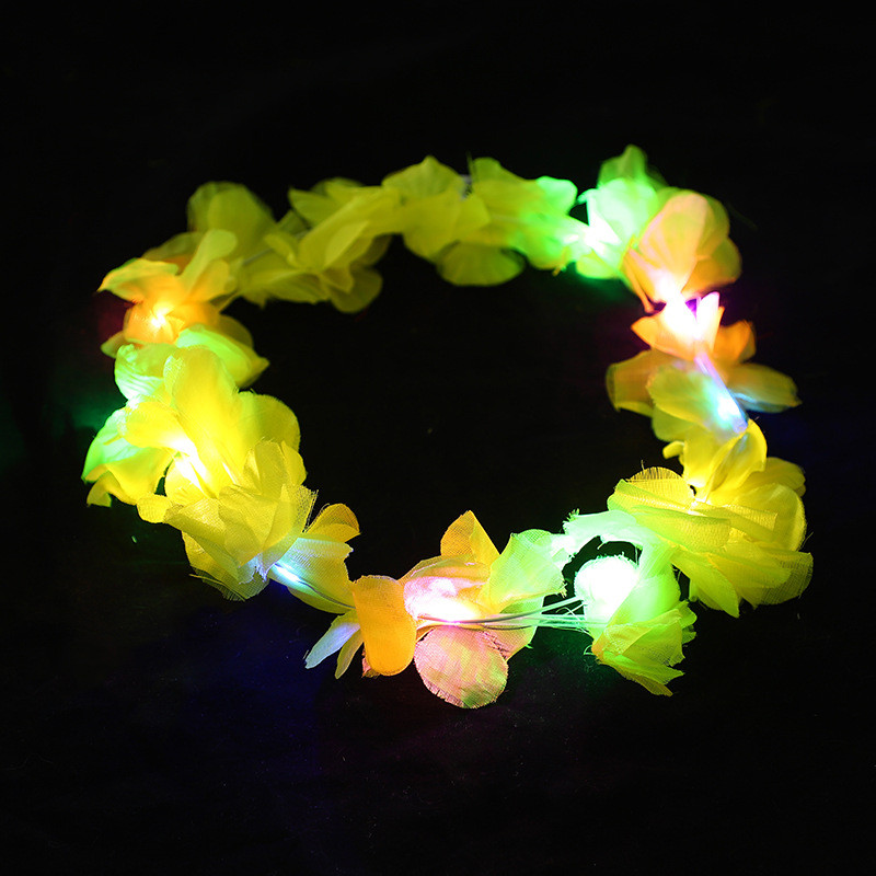

1pc Women Girl LED Hawaii Hawaiian Lei Headband Glow Light up Flower Crown Wreath Birthday Party navidad Wedding Festival