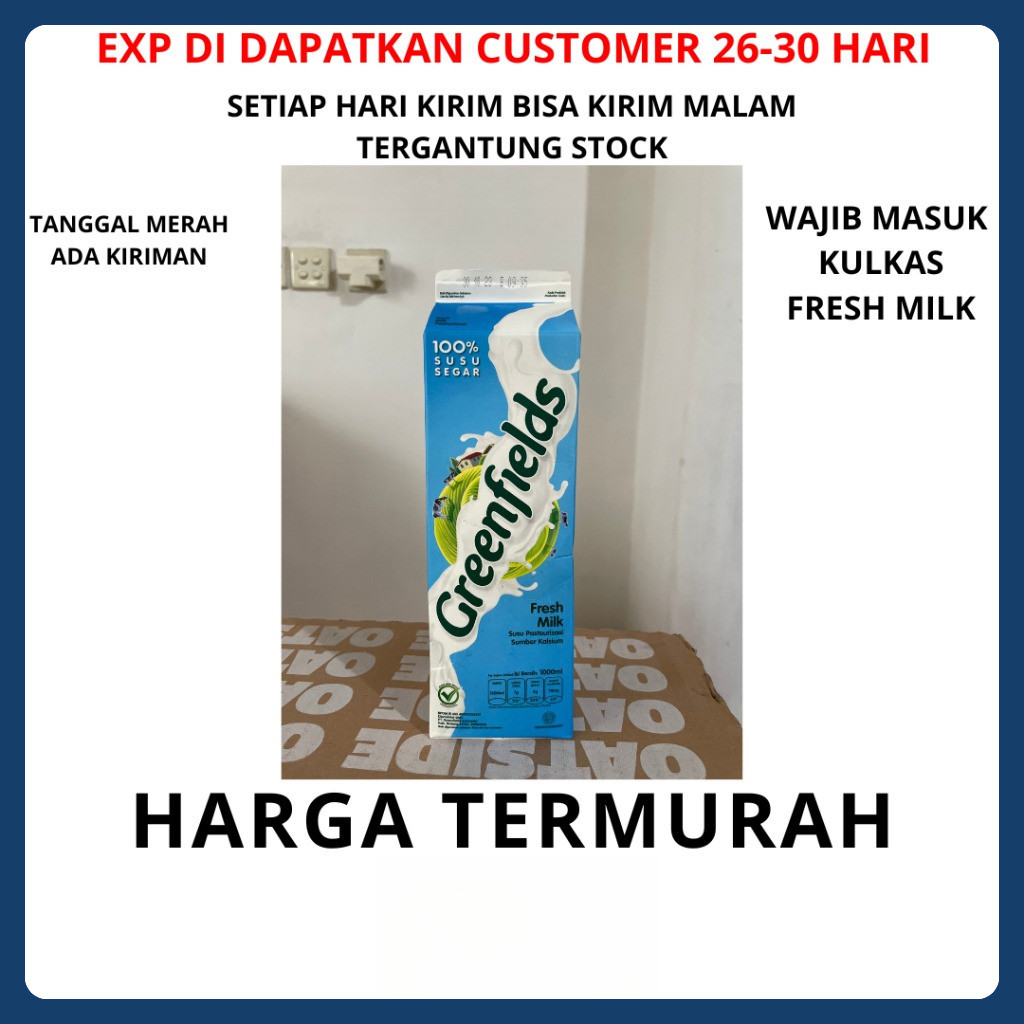

Greenfields Fresh Milk 1 lt liter seliter | susu segar greenfield 1000 ml green fields