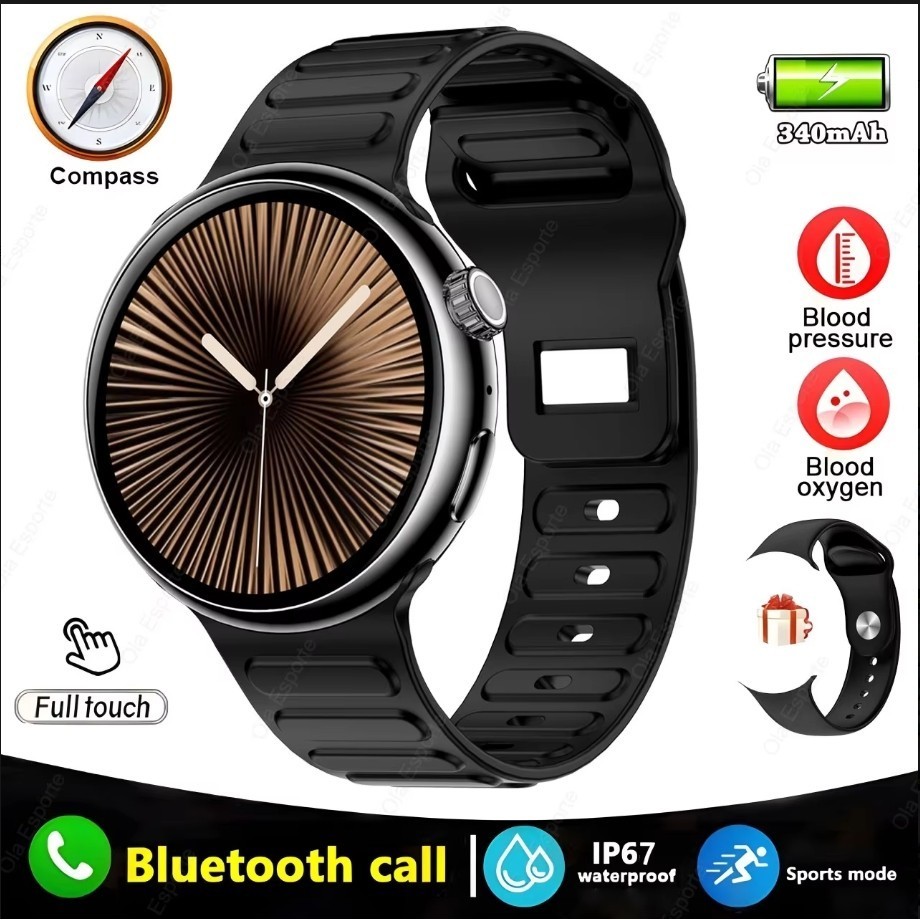 Jam Tangan Pintar Kompas Kiblat Pelacak GPS Panggilan Bluetooth Pemantau Tekanan Darah Kesehatan Jam