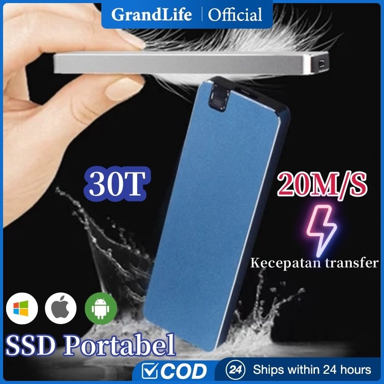 【Diskon 8% untuk pelanggan baru】GL  Portable SSD hardisk eksternal SSD  2TB/8TB/16TB USB 3.1 Type-c 