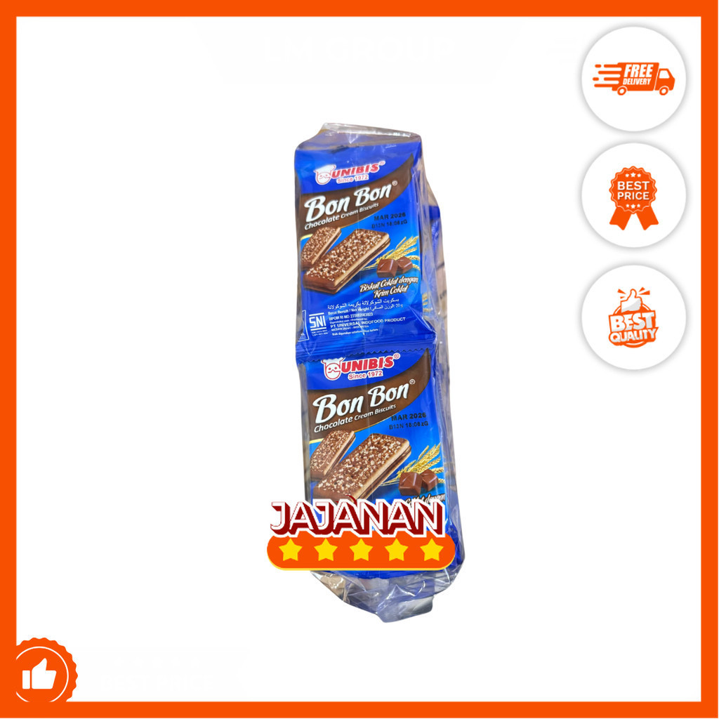 

Unibis Bon Bon Chocolate Cream Biscuits 1 Pak isi 10 20gr Jajanan Termurah