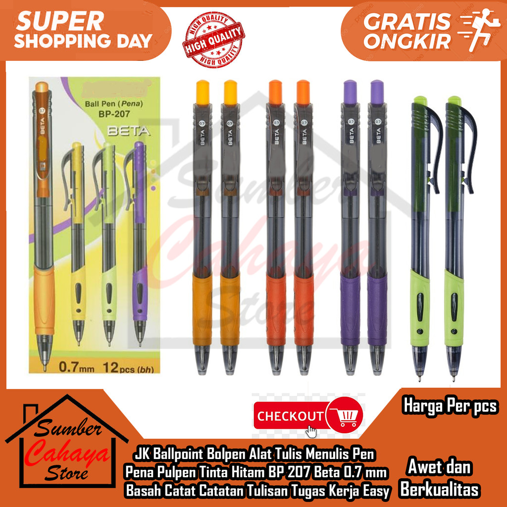 

JK Ballpoint Bolpen Alat Tulis Menulis Pen Pena Pulpen Tinta Hitam BP 207 Beta 0.7 mm Basah Catat Catatan Tulisan Tugas Kerja Easy Mudah Pakai Bawa Minimalis Simpel Futuristic Kekinian Trend Terbaru SJN Perfeksionis Alat Gelap Pekat