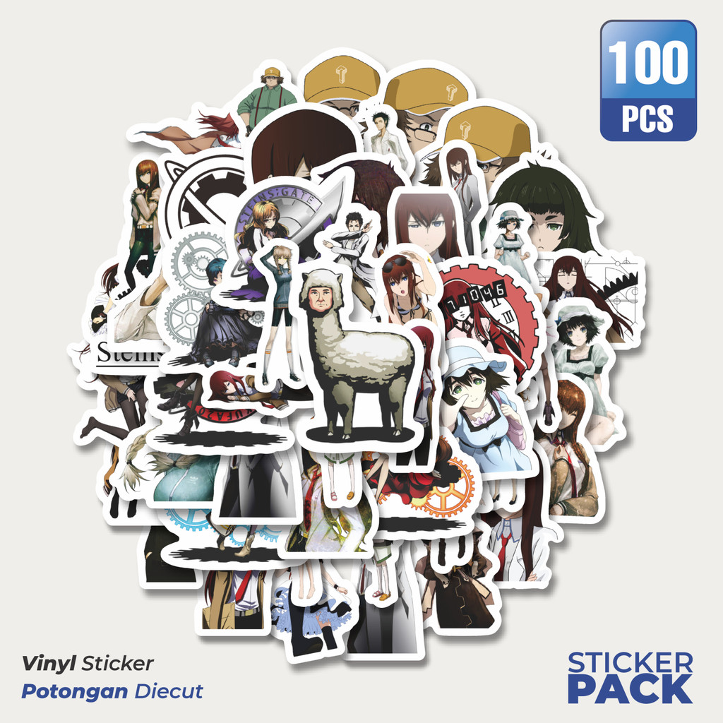 

Stiker Vinyl Sticker Anime Steins Gate Waterproof Aesthetic- Untuk Laptop, Motor, dan Helm - Paper Stationery Pack