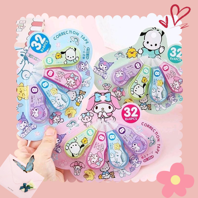 

( SPM7 ) TIP-EX S4N R10 NO.0864 ISI 4 PCS /CORRECTION TAPE KULUMI MOROL MELODY POCHA