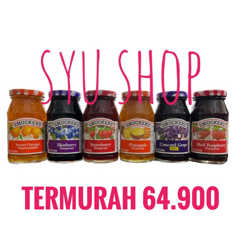 

Smuckers SMUCKER'S Jam Selai 340 Gr Strawberry Blueberry Concord Grape Apricot Pinapple Orange Rasp