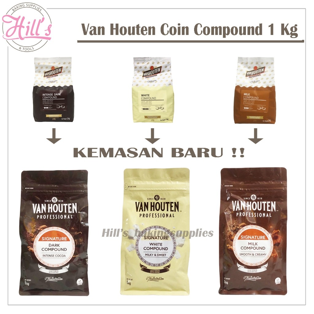 

VAN HOUTEN COIN COMPOUND 1 KG PROFESSIONAL / DARK INTENSE MILK WHITE CHOCOLATE / COKLAT COIN 1KG