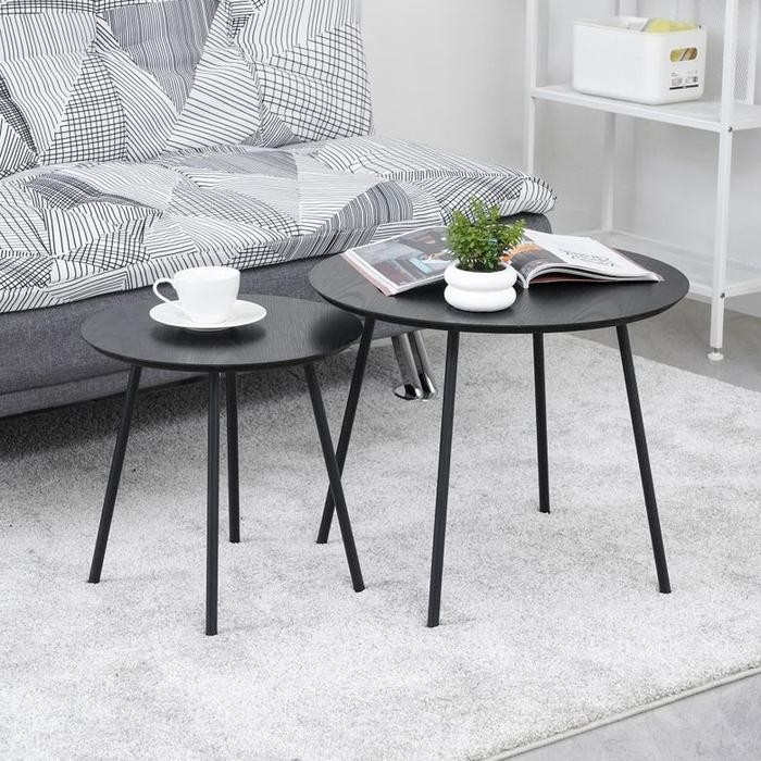 Meja Tamu Set Minimalis INFORMA Set 2 Pcs Meja Tamu & Meja Sisi