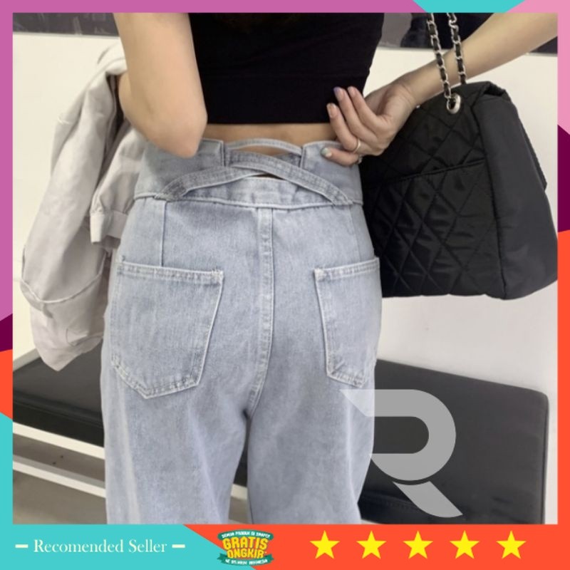 Bawahan Wanita Korean Style Murah / Korean Style Celana Jeans Wanita - Straight Jeans - High Loose J