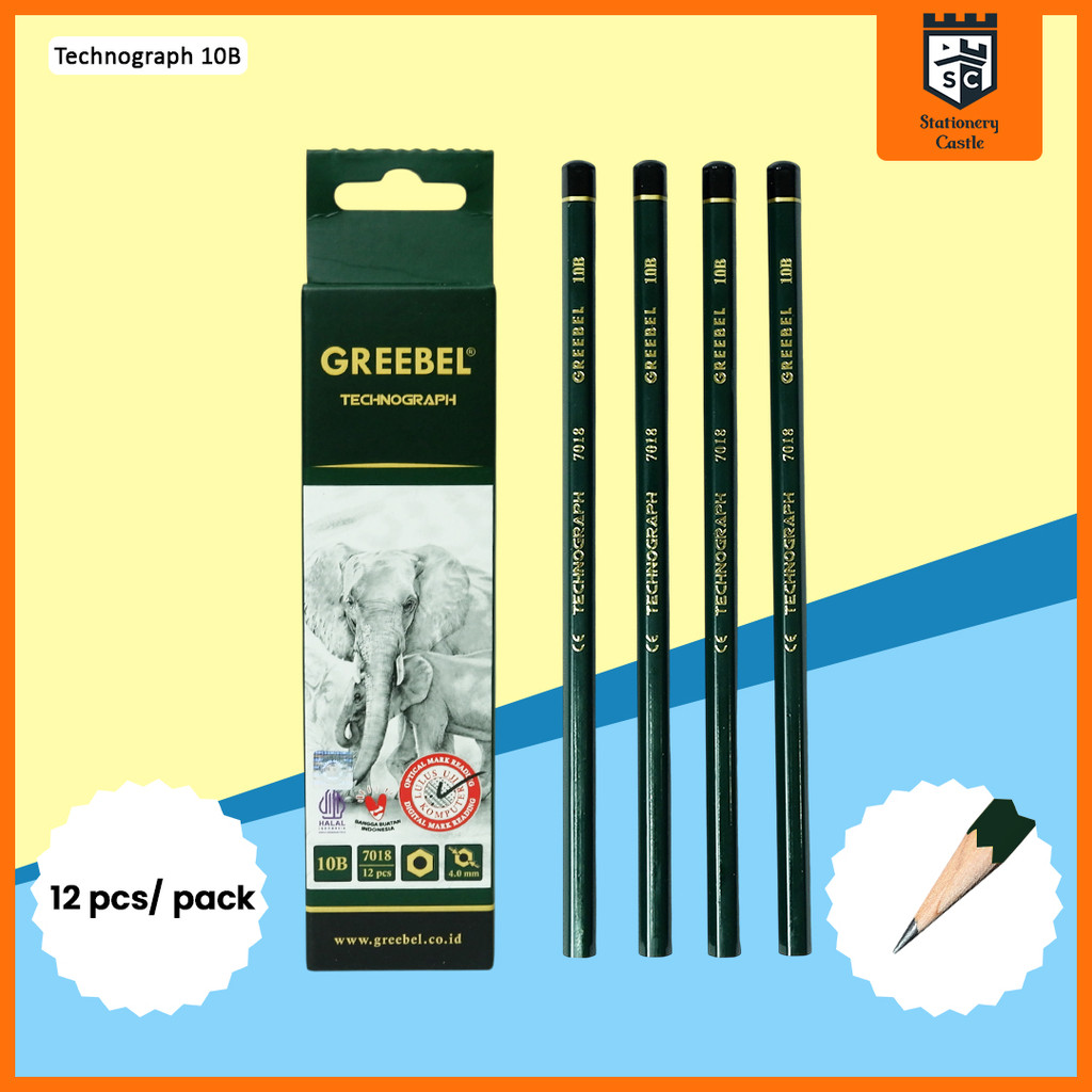 

GREEBEL Pensil Kayu 10B 7018 (12PCS/SET) / Alat Tulis Ujian Sekolah / Pensil Gambar
