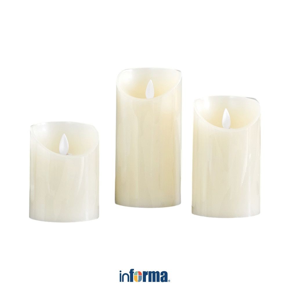 Informa Set Lilin Flameless Led 3 pcs - Ivory Lilin Dekorasi Elektrik Tanpa Api Candle Lamp Hiasan R