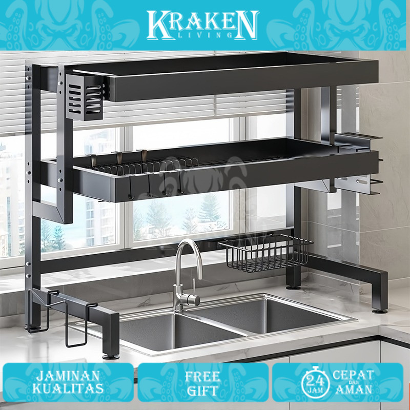 Rak Dapur Rak Piring Wastafel Stainless Steel    Rak Cuci Piring Multifungsi Rak Piring Stainless Ra