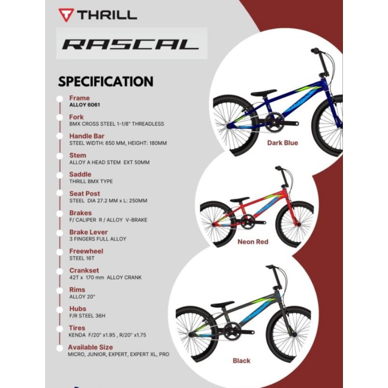 Sepeda 20 BMX Thrill Rascal Original
