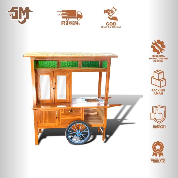Gerobak Jualan Grobak Gorengan Etalase Pintu - Kayu Mahoni, Sahabat
