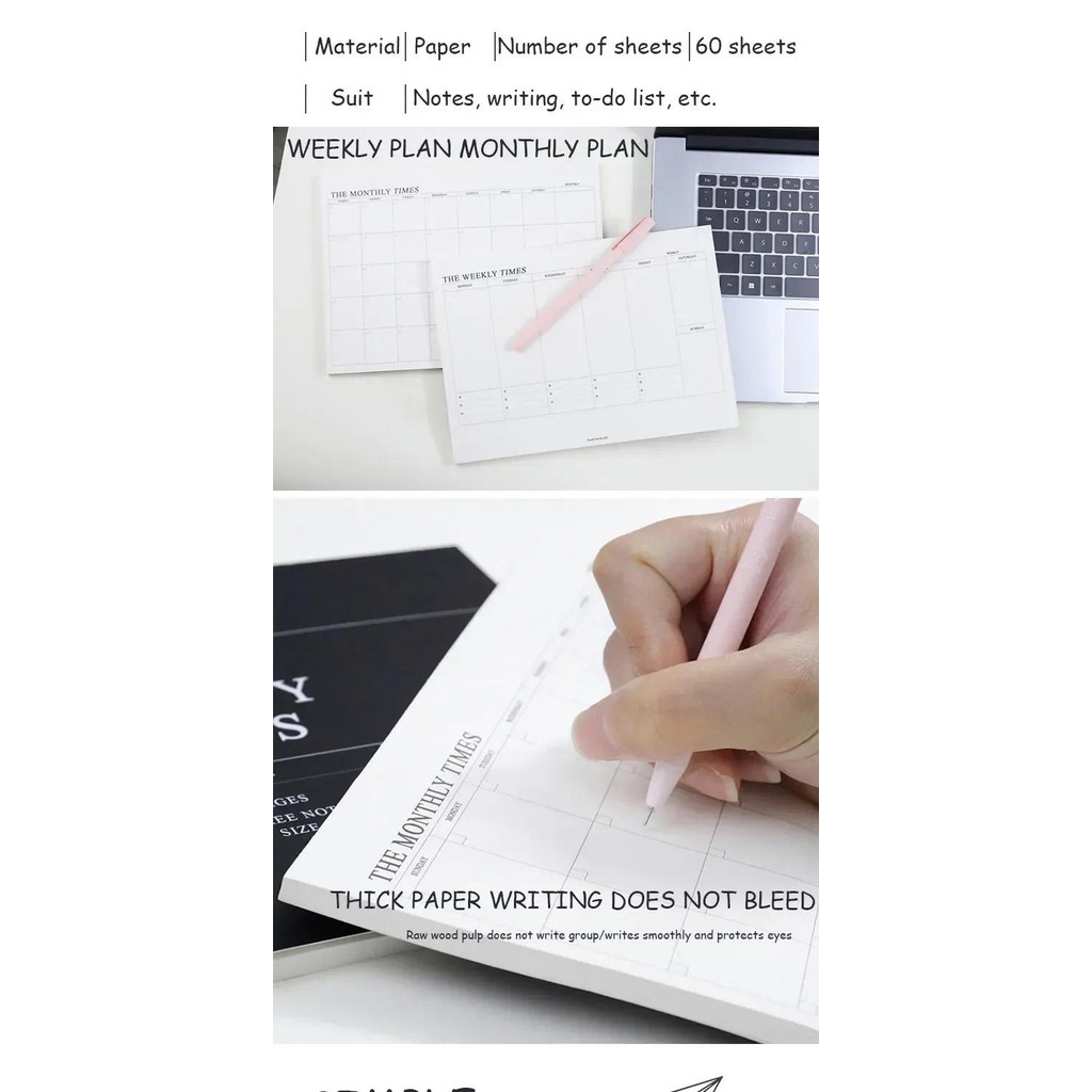 

Weekly Planner Monthly Undated Agenda Notebook Schedules Study Planner Korean Stationery Office School Supplies
