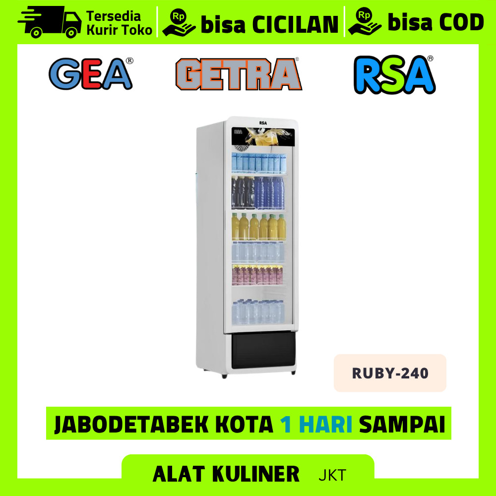 Kulkas Pendingin Showcase Pendingin Minuman 1 Pintu Kaca RSA RUBY-240 Liter