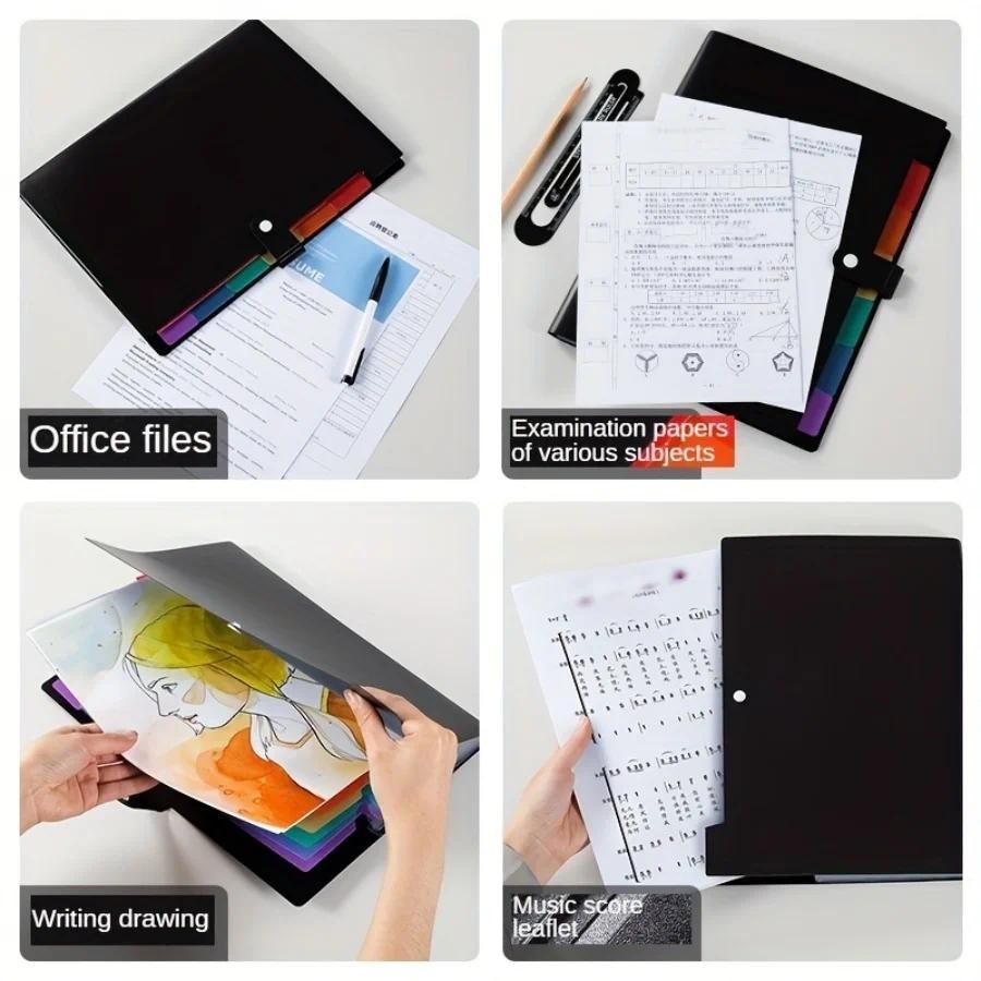

1pc accordion file bag, color insert A4 folder organizer - ideal for school, home and office organization