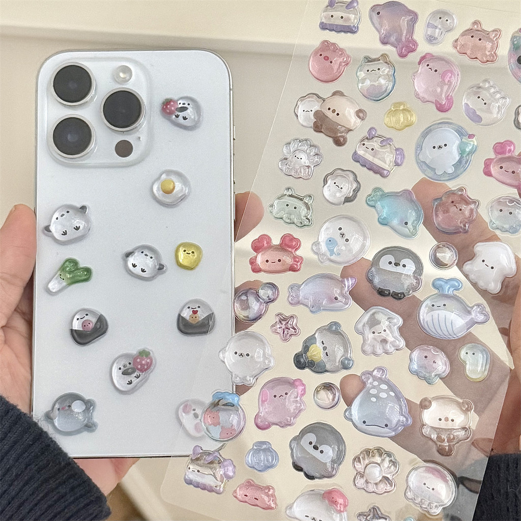 

Cartoon 3D relief sticker, exquisite and cute small animals, rabbits, ghosts, DIY diary sticker, for children and girls