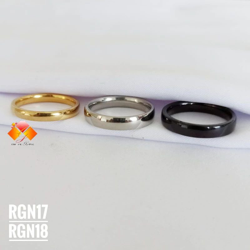 Cincin titanium pria wanita model cembung gepeng sedang polos terlaris