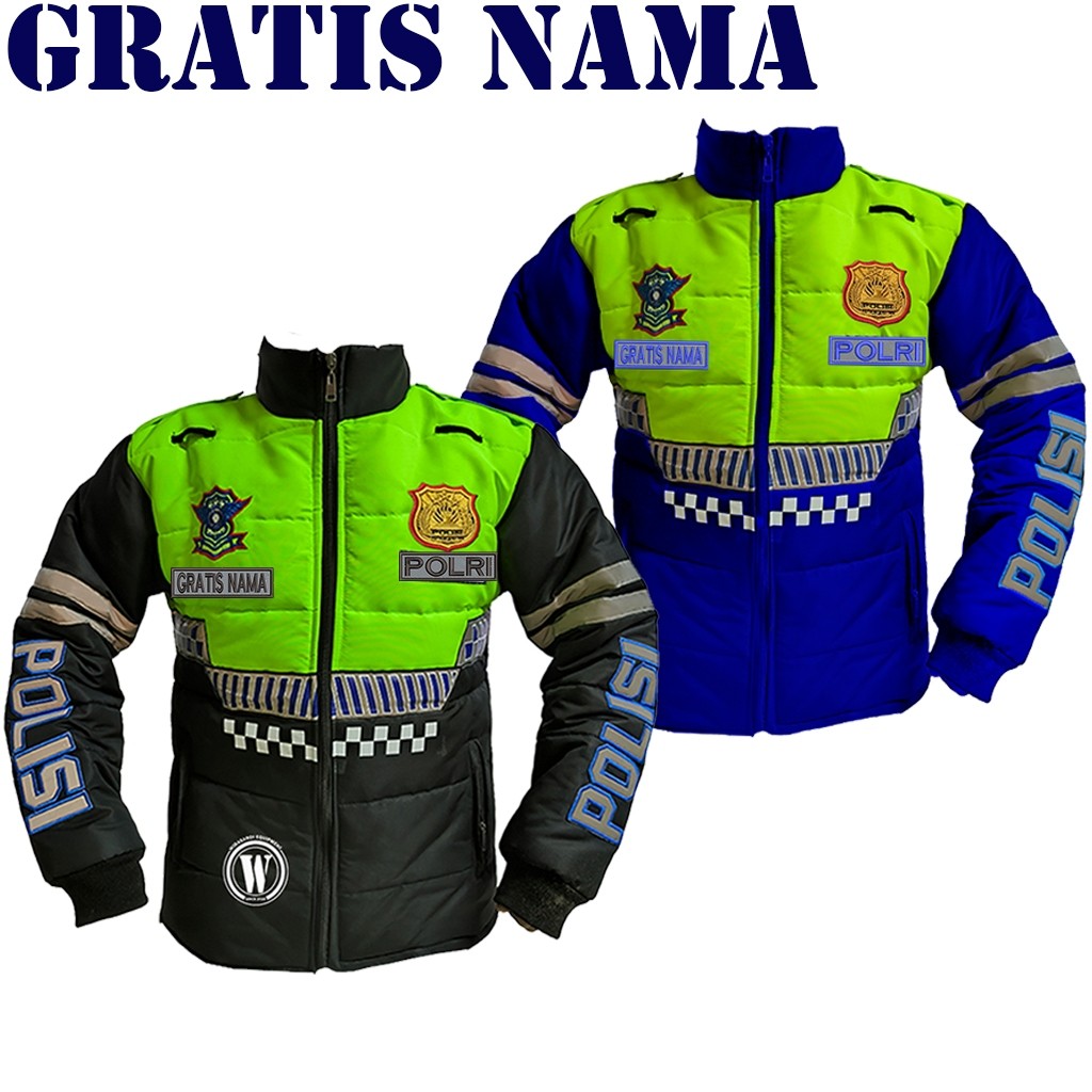 GuardShop - Jaket Gelembung Pria Polisi Lalu Lintas Rompi Polantas Rompi Lantas  Hijau Bahan Taslan 