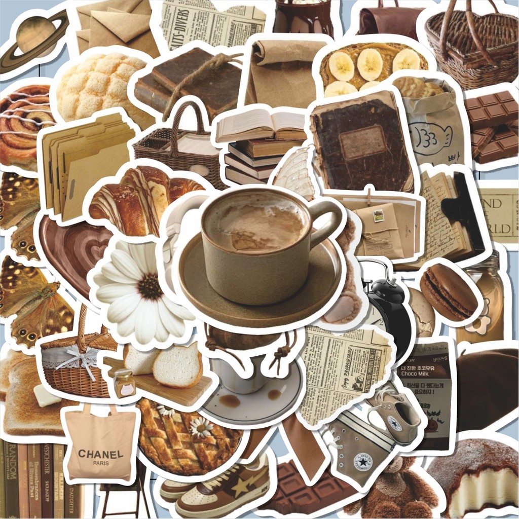 

100PCS Lucu Stiker INS Style Brown Stiker Aesthetic Stiker Anti Air Stikers Berperekat Waterproof sticker decal buat Motor Helm Buku Journal Koper Casing HP Laptop Botol Minum Hadiah anak
