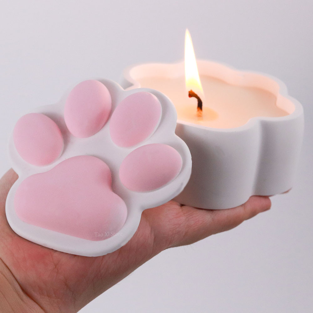 

Cat Claw Storage Box Silicone Mold DIY with Lid Candle Jar Crafts Making Plaster Concrete Resin Ashtray Casting Molds Home Decor