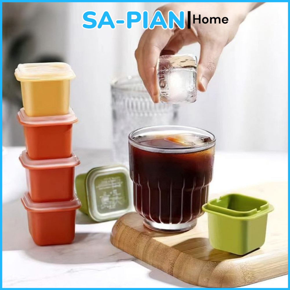 Kotak mini cetakan Es batu puding jelly kotak kecil cetakan dengan tutup serbaguna