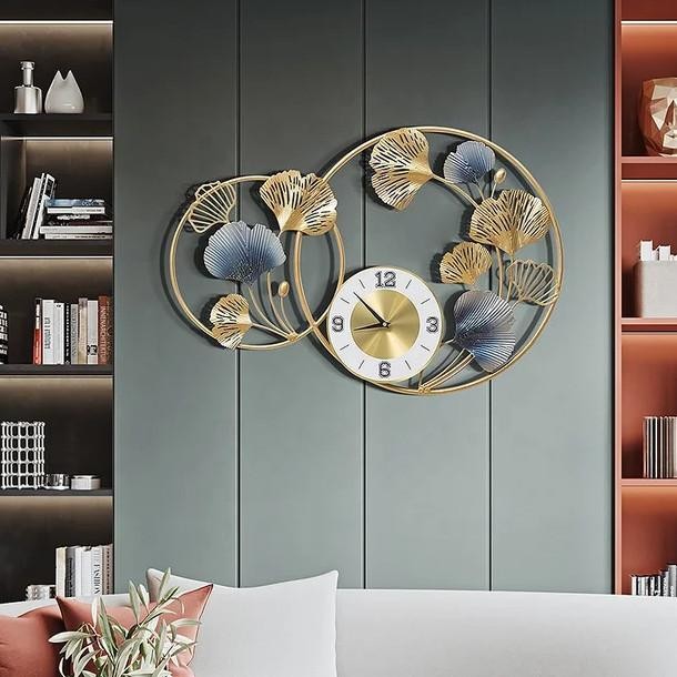 Jam Dinding Nordic Eropa Elegan – Besi Hollow 73cm | Desain Mewah Bergaya Scandinavian, Presisi Tanp