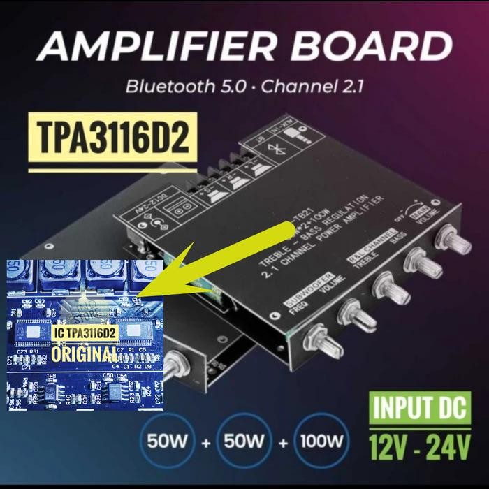 Bluetooth Amplifier 2 x 50w + 100w Subwoofer 2+1 HiFi Stereo 2.1